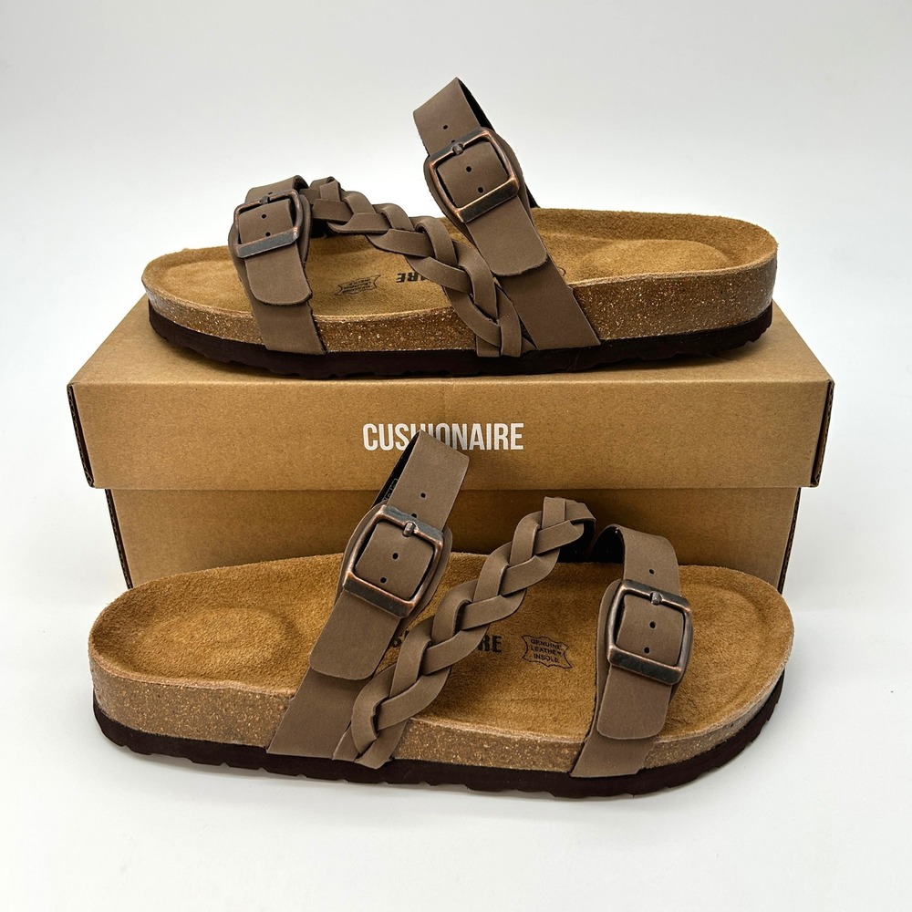 Womens Sandals Cushionaire Lizzy Cork Footbed Sandal Size 7.5 Brown Braided NEW